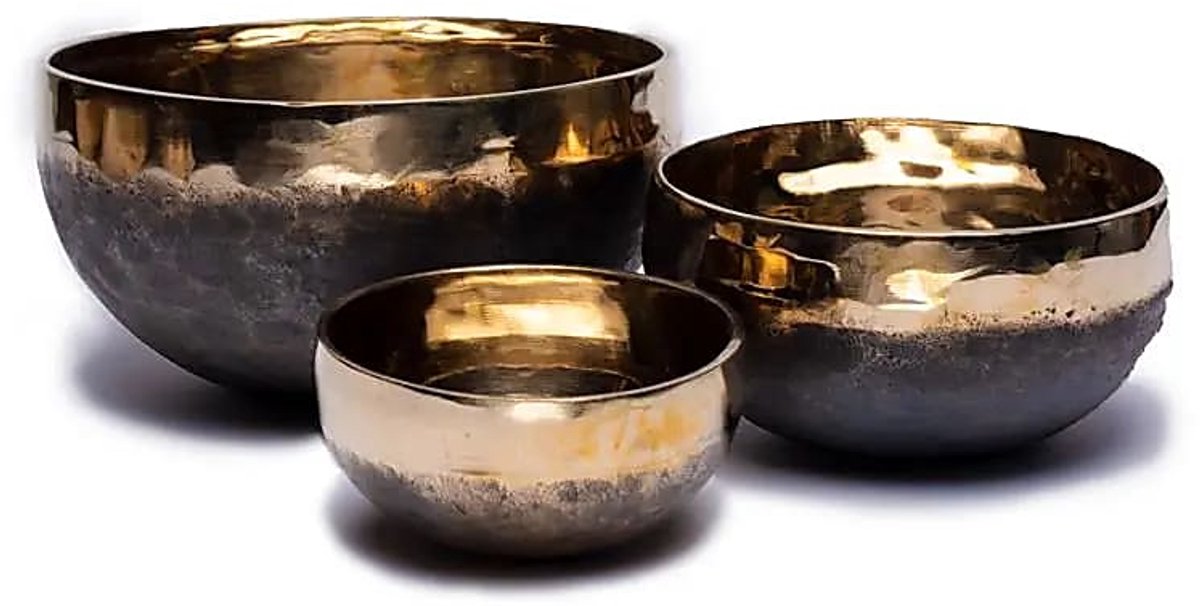 Klankschaal Ishana zwart/goud - 12 cm - 425-475 gr