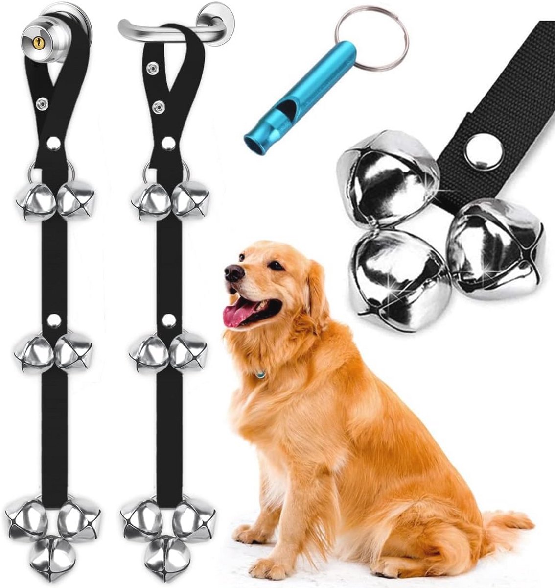Bluetree 2 sets deurbellen voor honden, premium kwaliteit, bellen voor gemakkelijke zindelijkheidstraining van je puppy, 7 extra grote luide 1.4 deurbellen