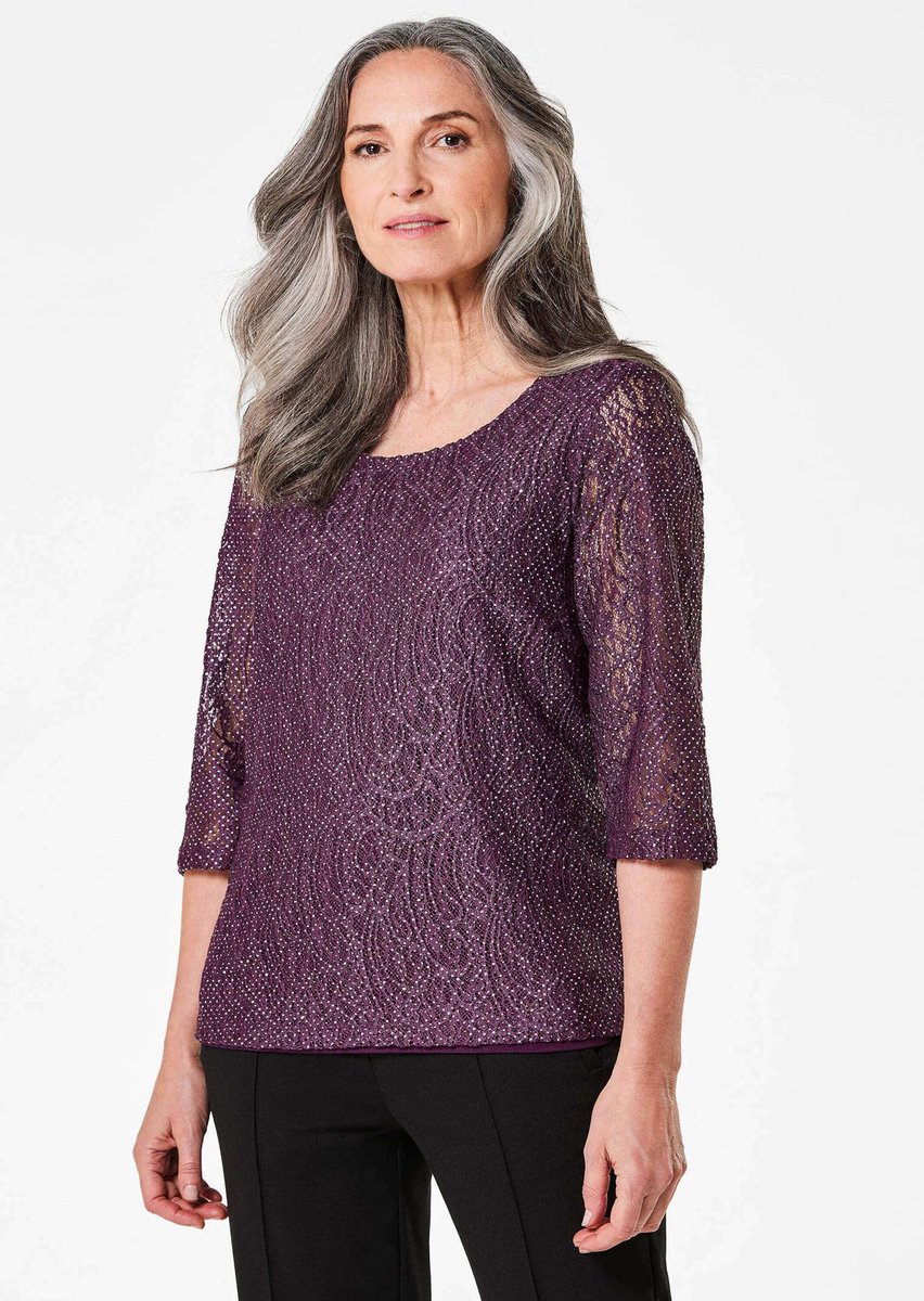 Goldner Kanten blouse Elegante blouse met glanseffect