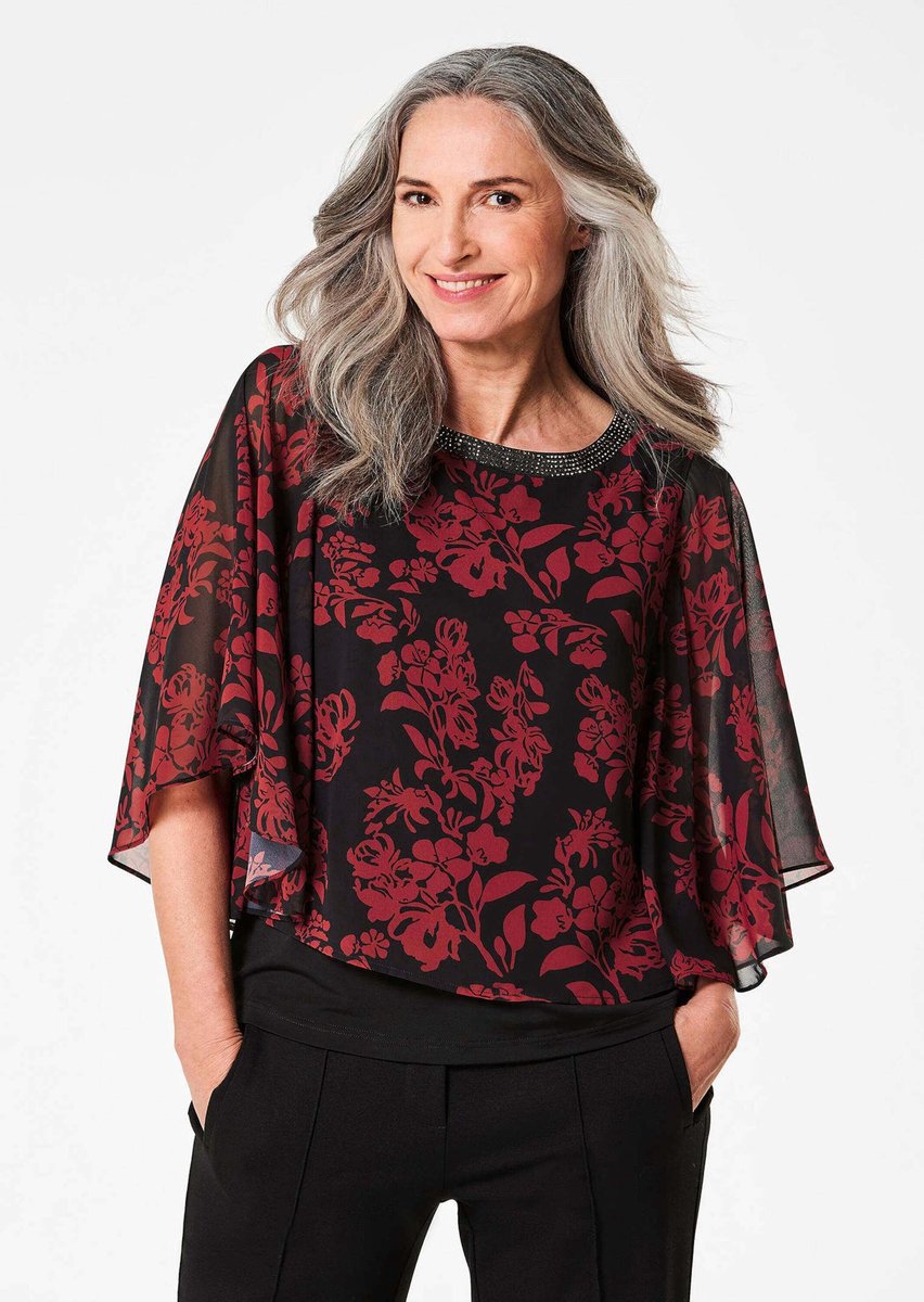 Goldner Blouse Bloemenprintblouse, boothals