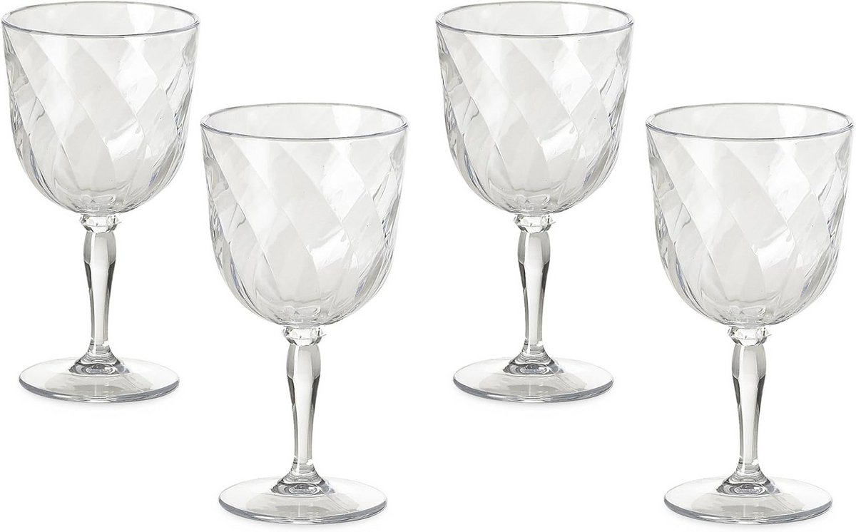 Set van 4 Glazen voor Water en Wijn, Transparante Acryl Kunststof, 10,83 fl oz