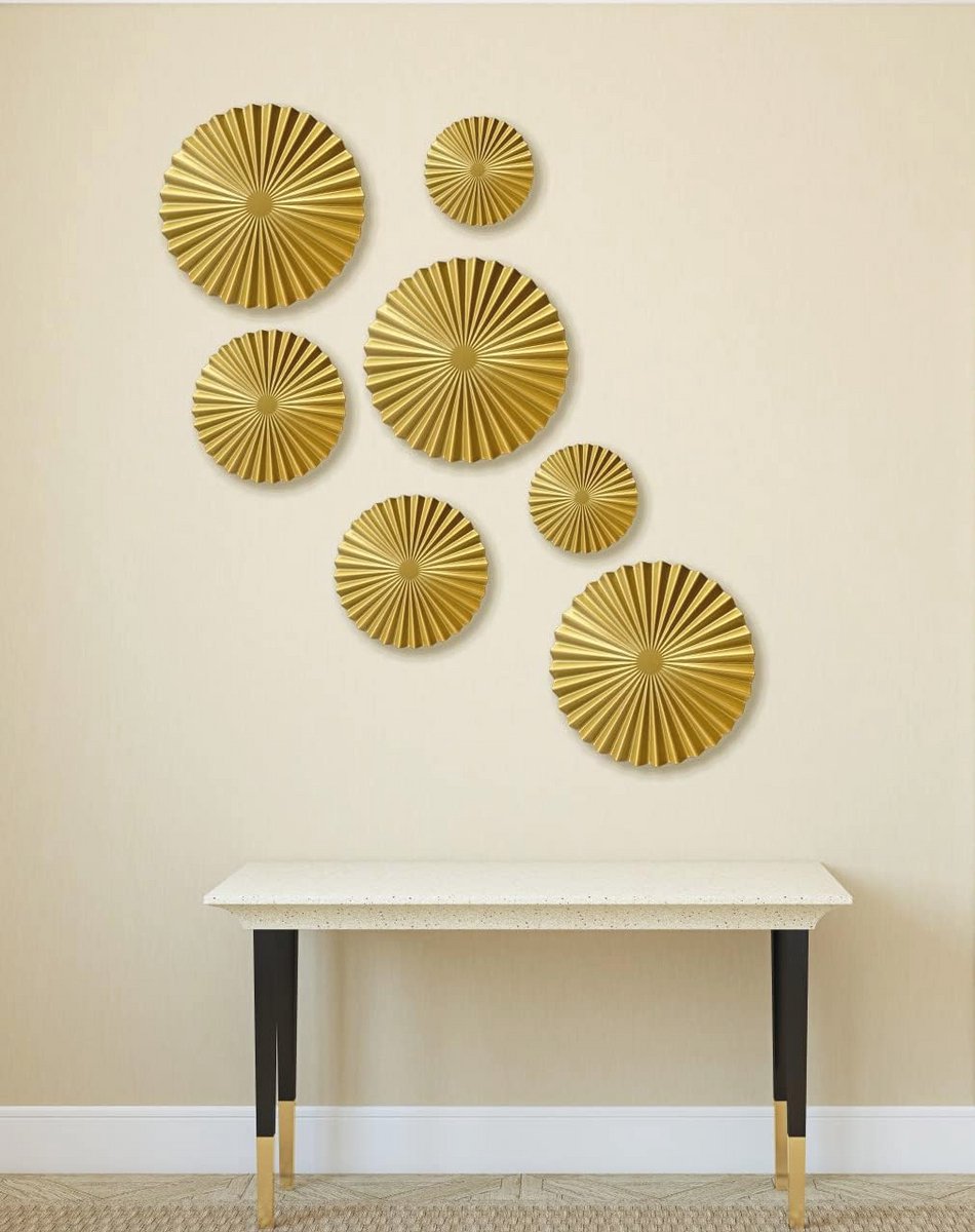 Moderne Gouden Wanddecoratie - 7 Stuks Ronde Muurhangers voor Slaapkamer en Woonkamer