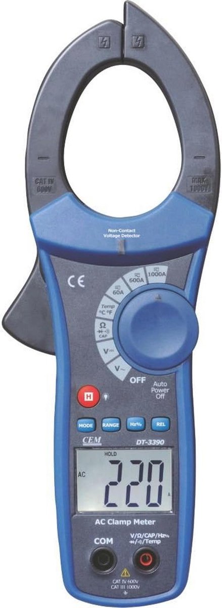 Multimeter en stroomtang tot 1000 A AC - Contactloze spanningsmeter met doorgangstest