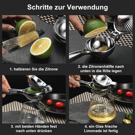 HomeTeck Citroenpers, Handmatige Citroenpers Limoenpers Citruspers Robuust En Duurzaam Anticorrosief Vaatwasmachinebestendig