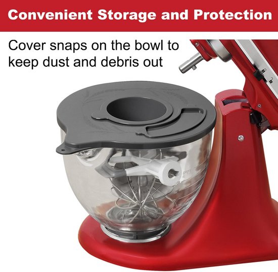 Mixer Kom Deksel voor 5 Quart Tilt-Head Stand Mixer - Spatbescherming en Glazen Kom van Merkloos — afbeelding 3
