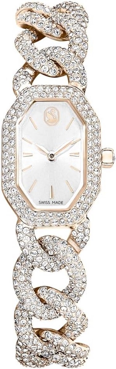 Dameshorloge Analoog Rozen-Goud Kleur RVS Band Kristallen Sieraden Look