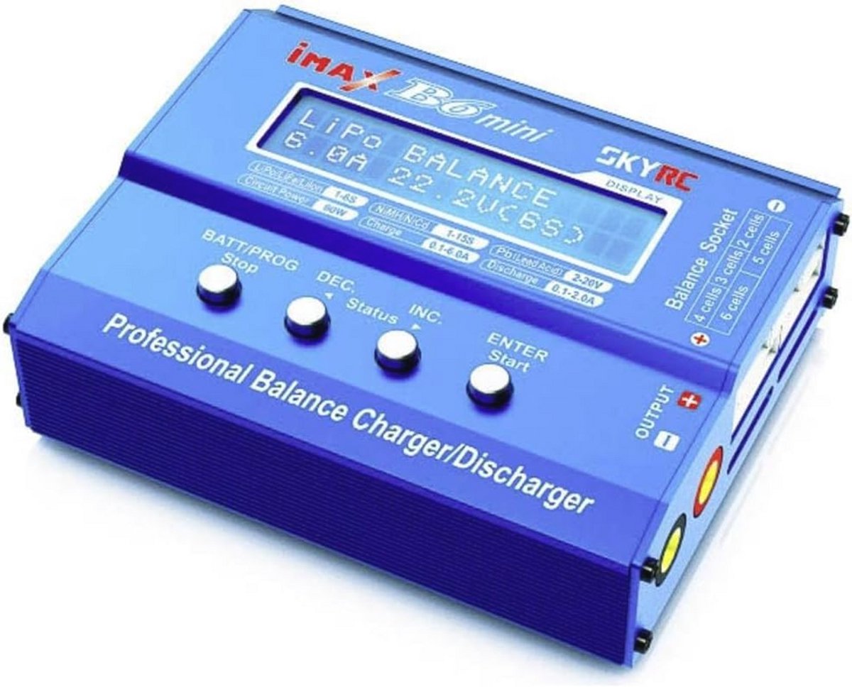 Compacte Multifunctionele Batterijlader 6A voor LiPo, LiFePO, LiIon, NiMH, NiCd en Lood