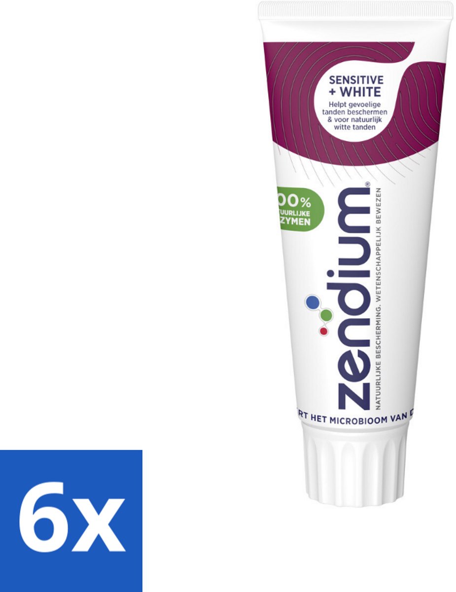 Zendium - Tandpasta - Sensitive+ White - 75 ml - Voordeelverpakking - 6 stuks