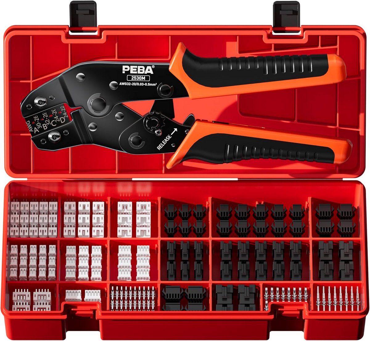 Grote Set Krimptang met 1160 Stuks JST-XH en JST SM Connectoren 2.54 mm