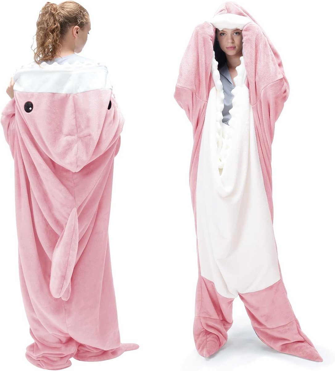 Draagbare Haaien Onesie Deken Hoodie voor Volwassenen - Comfortabel Cartoon Kostuum
