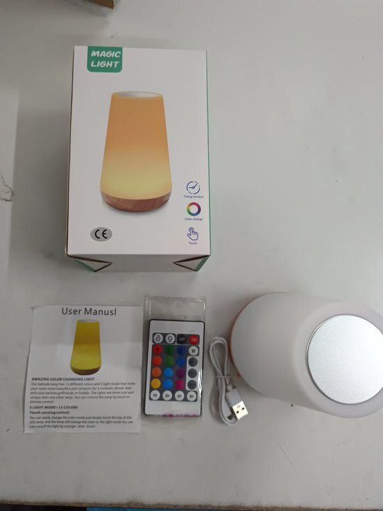 Ynkkvre - Nachtlampje - dimbare touchlamp voor babykamer - draagbare oplaadbare tafellamp voor slaapkamer - 13 RGB kleuren, 5 helderheidsstanden - voor kinderen, woonkamer, badkamer en gang van Ynkkvre — afbeelding 2