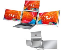 Virello®OneCable 15.6’’ - Portable Quad Monitor - Inclusief Beschermhoes - Draagbaar Beeldscherm - Draagbare Monitor - Full HD - IPS - Grijs
