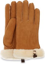UGG Shorty W/ Leather Trim Dames Handschoenen - Chestnut - Maat S