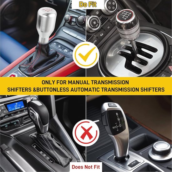 Universele 5 Versnelling Auto Versnellingspook Knop - Handmatige Schakelhendel met Metalen Afwerking en 3 Adapters van universele — afbeelding 5