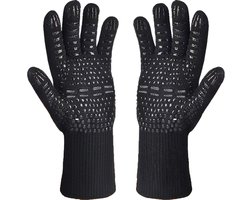 BBQ Ovenwanten – Hittebestendige Handschoenen - Ovenhandschoenen - Barbecue Handschoen – Grill & Oven Want – Koken Accessoires - Vuurkorf en Openhaard - Gloves - Barbeque Keukenaccessoires - Koken - Kerst en Sinterklaas Cadeau -Zwart – 2 Stuks