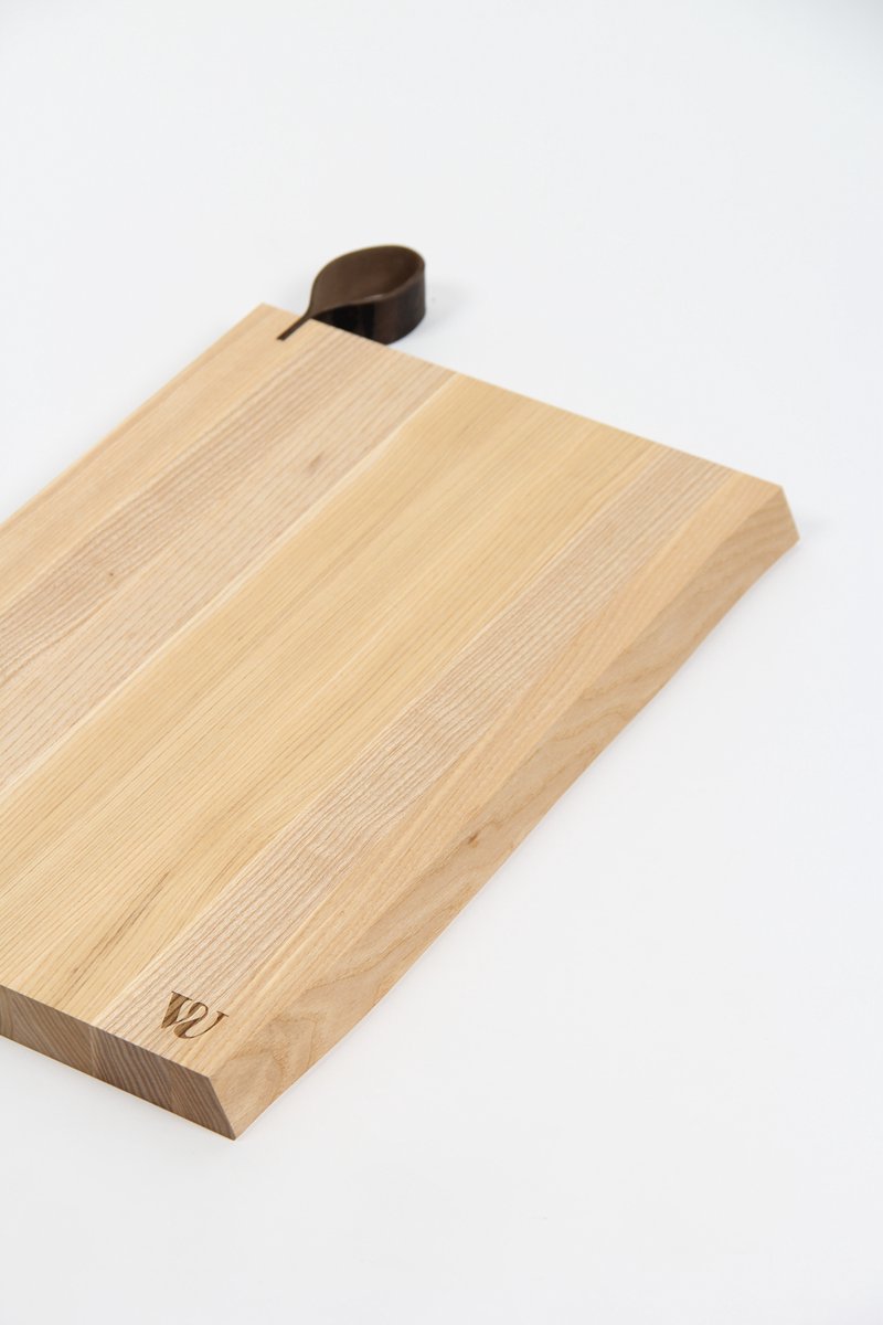 Woodsea Chop-Chop cutting board - Snijplank - Massief eikenhout - Met leren handgreep - Large