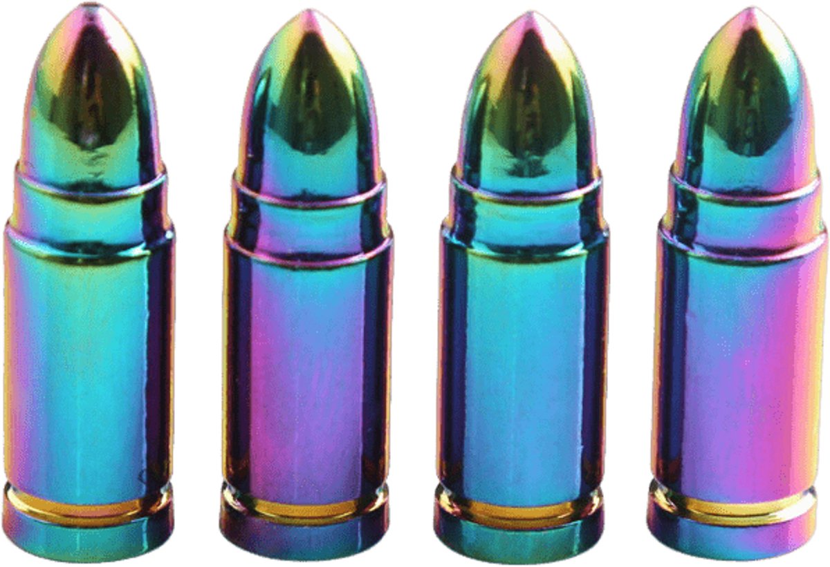 VCTparts® Kogelvormige Auto Ventieldopjes Bullets Universeel - Aluminium Multicolor (Set 4 stuks)