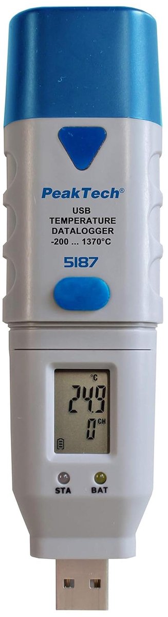 USB Datalogger Temperatuur Type K -200 tot 1300 °C met 32000 Geheugenpunten