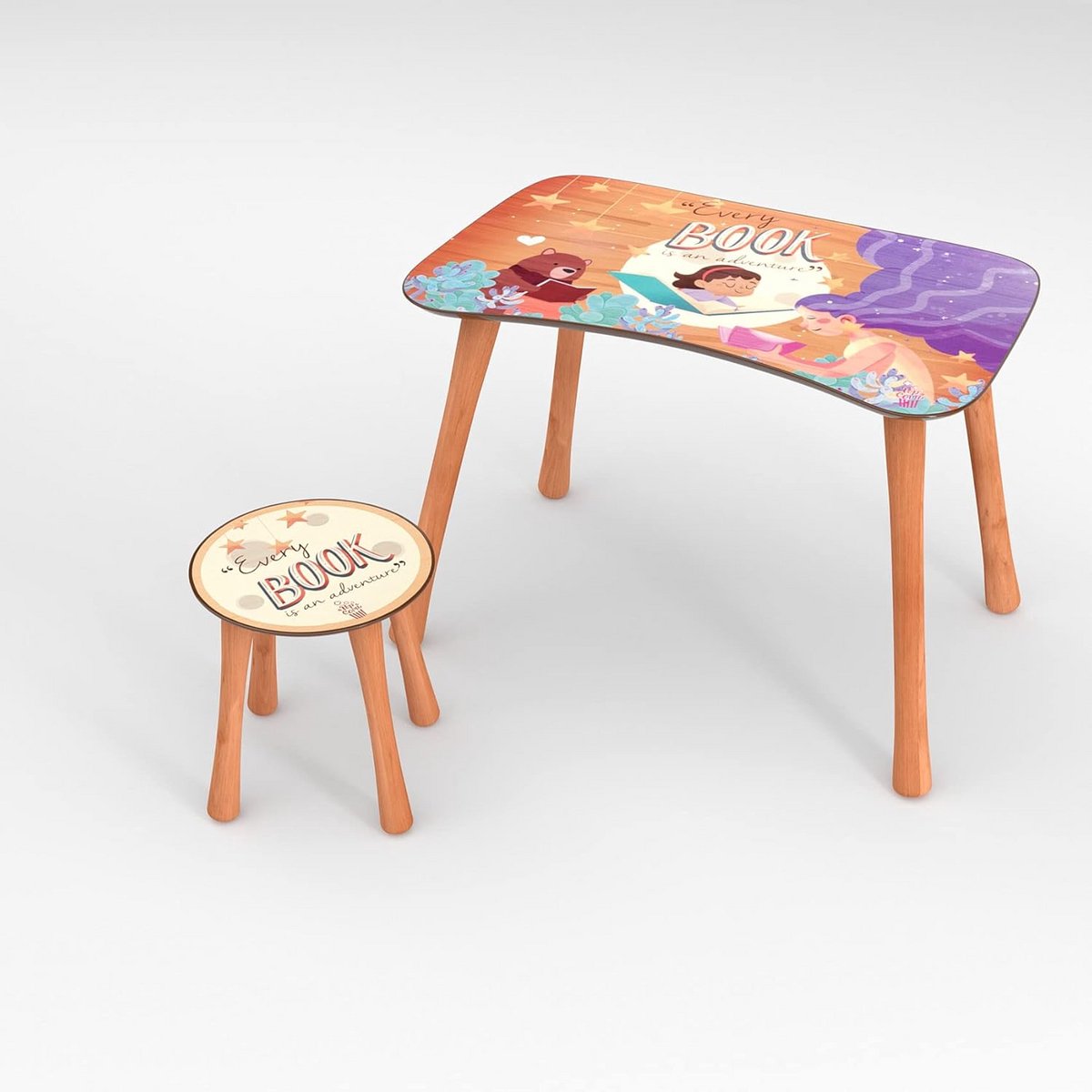 Houten Kindertafel met Stoel Set voor Jongens en Meisjes