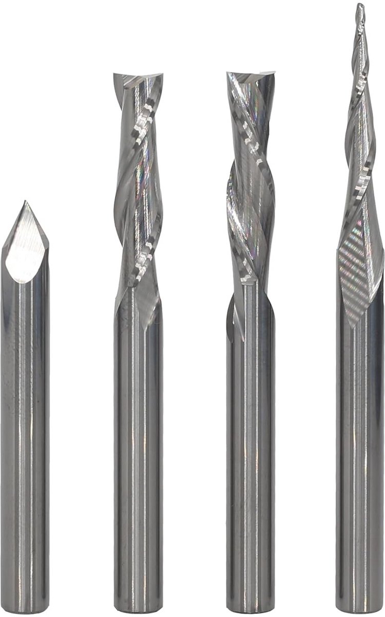 Freesset 4 stuks 6 mm schacht Spiraalfrees CNC-frees voor houtgravure