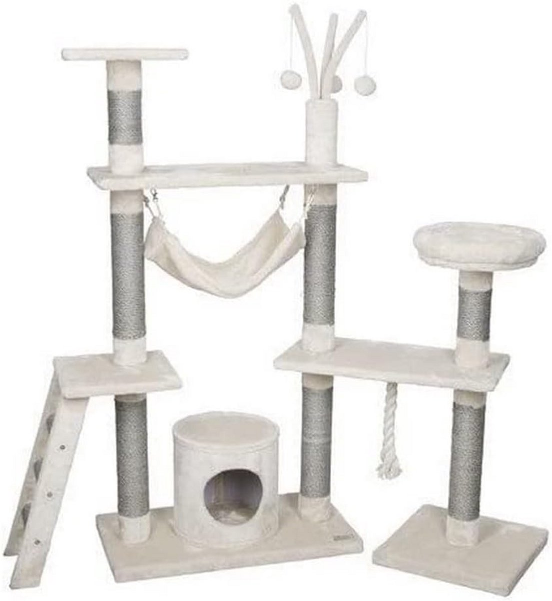 Kattenboom lichtbeige met sisal touw en speeltjes