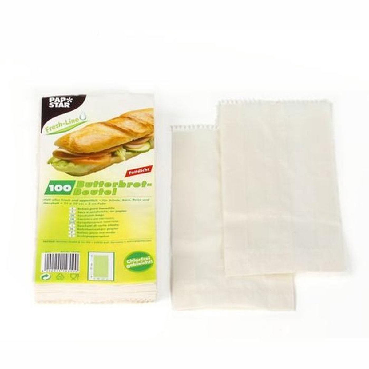 Witte Boterbroodzakken 21 x 10 x 3 cm - Verpakking van 200 Stuks