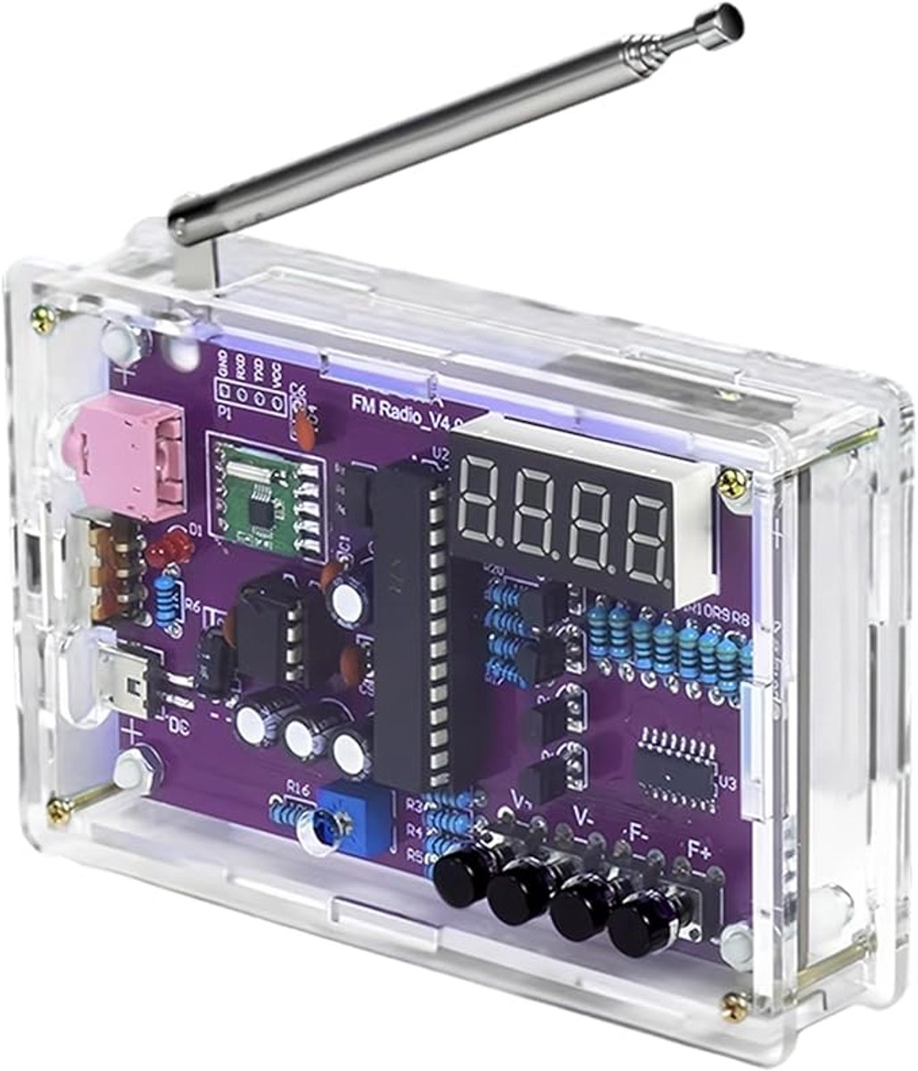 OIMG Elektronische FM-radio-set - solderen praktijkkit - FM Radio Kit - Complete Doe-Het-Zelf Bouwpakket voor FM-Radio Enthousiastelingen DIY - radio - FM-radioset - lasprojecten voor leren en onderwijzen (met behuizing)