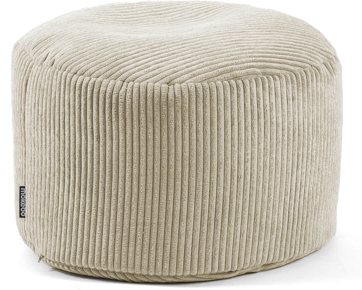 mokebo indoor Poef klein 'Der faule Lenz' van koordstof, voetensteun of kruk rond in beige