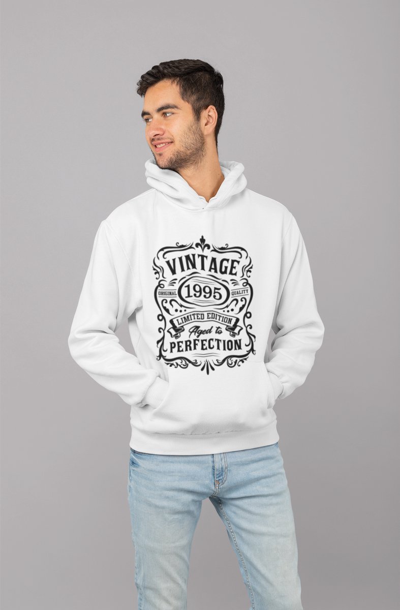 1995 Jaar Wit Hodie - Maat XL - Vintage Aged To Perfection - Verjaardagscadeau - Limited Edition