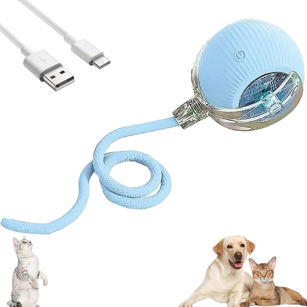 Interactieve Katten Speelbal – Elektrische Kattenbal met 3 Modi – USB Oplaadbaar, 360° Rollende Slimme Bal voor Katten & Honden – Duurzaam, Automatisch Bewegend Huisdierspeelgoed - ANMI