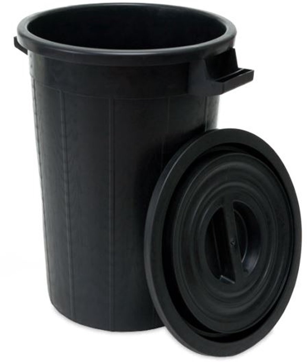 Buitenprullenbak - 75 liter - Afvalbak buiten - Afvalton met deksel - Vuilnisbak - Afvalemmer - Zwart