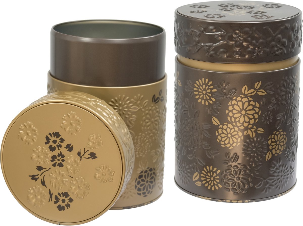 Eigenart Yumiko Set van 2 theeblikken 500g – bruin & goud