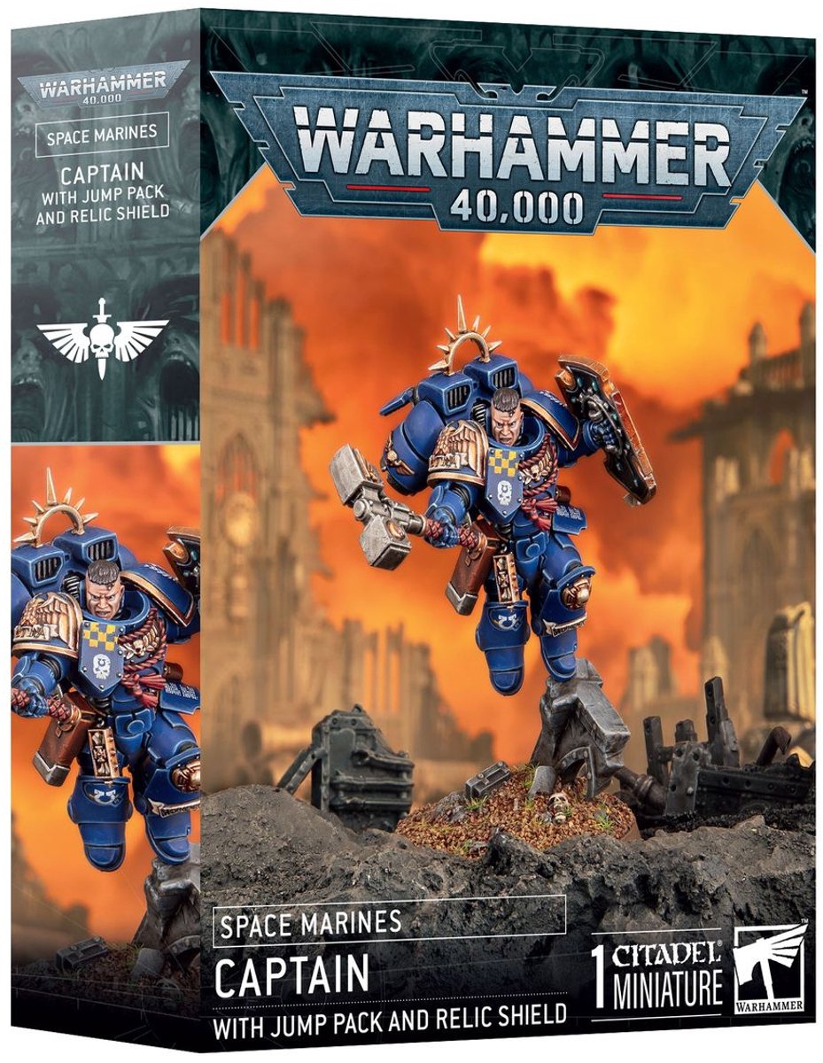 Games Workshop Space marines captain with jump pack & relic shield