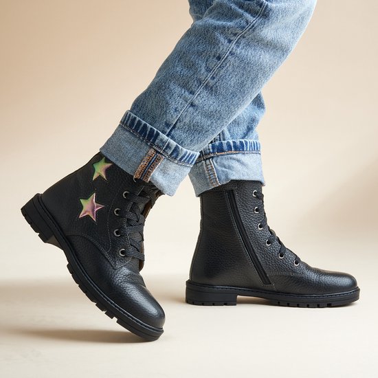 Bottes à lacets Muyters en Cuir noir - Pointure 24 - Chaussures enfant