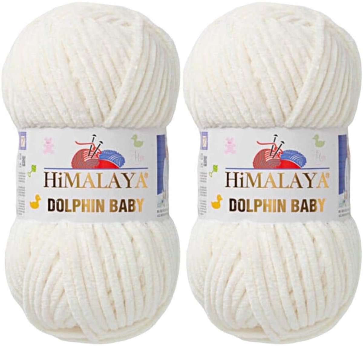 Himalaya Dolphin Baby -(2 stuks)-80301 Wit - Dolfijn Breien Gehaakte Garen 100g - Super Zachte Omvangrijk Dikke Pluche Fluwelen Bella Chenille Wol Kind Deken Amigurumi