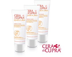 3 stuks Cera di Cupra Ricette di Miele Crema Mani Riparatrice Intensiva, inclusief tubeknijper: fijne, herstellende handcrème tegen ruwe of beschadigde handen met Koniginnegelei en natuurlijke Glycerine.