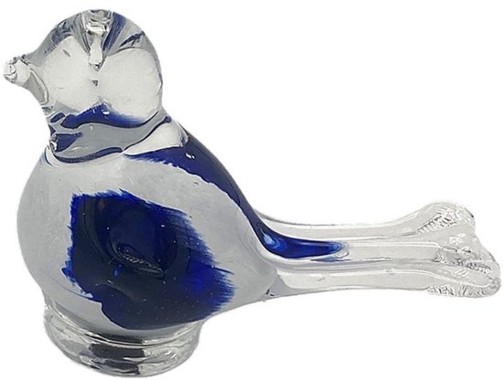 Tuinsteker vogel glas 50 cm hoog tuindecoratie - oceaan groene vogel tuinsteker