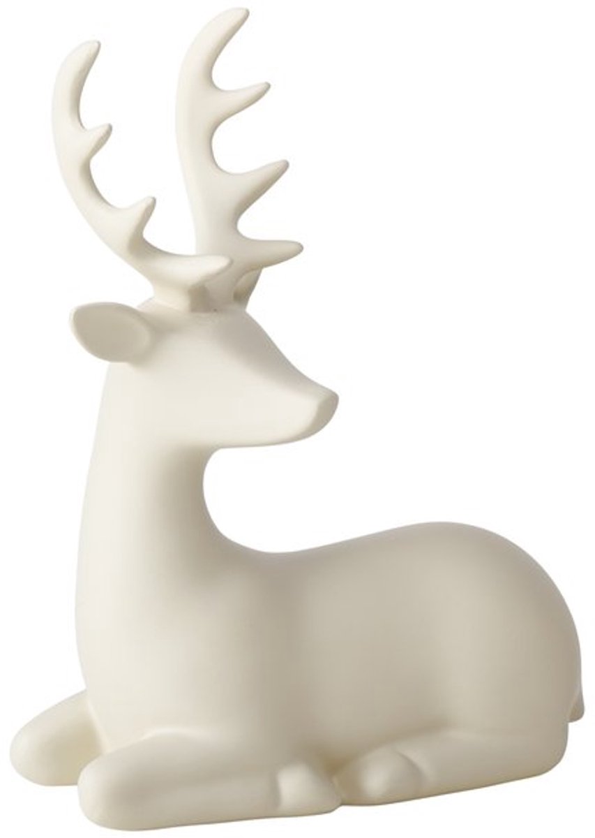 Boltze - Decoratief - Hert - ‘Hario’ - Polyresin - Handgemaakt - 24 cm Hoog - Mat Beige - Kerst