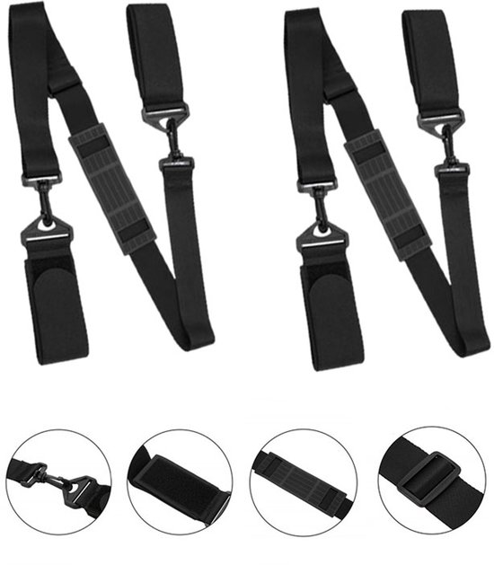 2-stuks Skidrager -Skiband - Ski Draaggordel - Ski Accessoires - Verstelbare lengte - Eenvoudig te installeren - Veilige bagage en uitrusting - Geschikt voor buitenactiviteiten, handbagage, reisaccessoires - Zwart