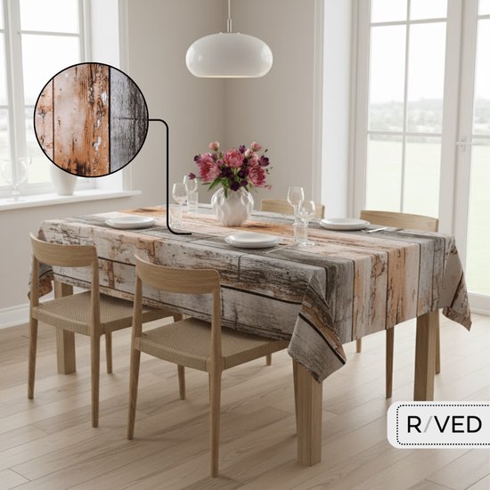 Raved Nappe Steigerhout Motif Bois Marron/Beige - 140 x 200 cm - PVC - Lavable