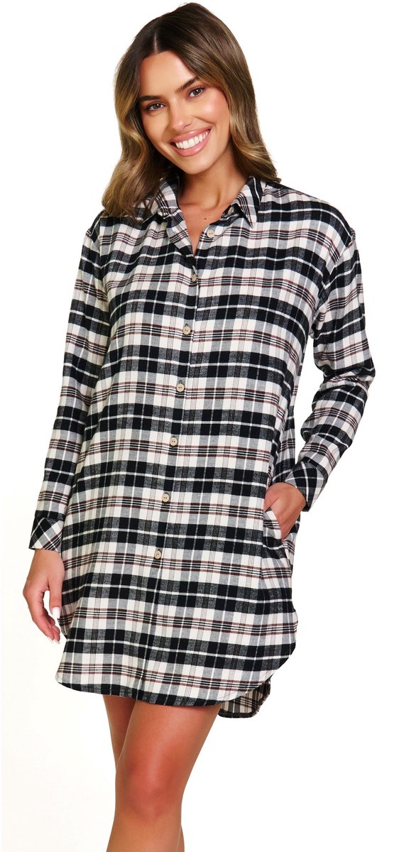 Doctor Nap Flanellen Nachthemd Brownie TM.7336 Wit