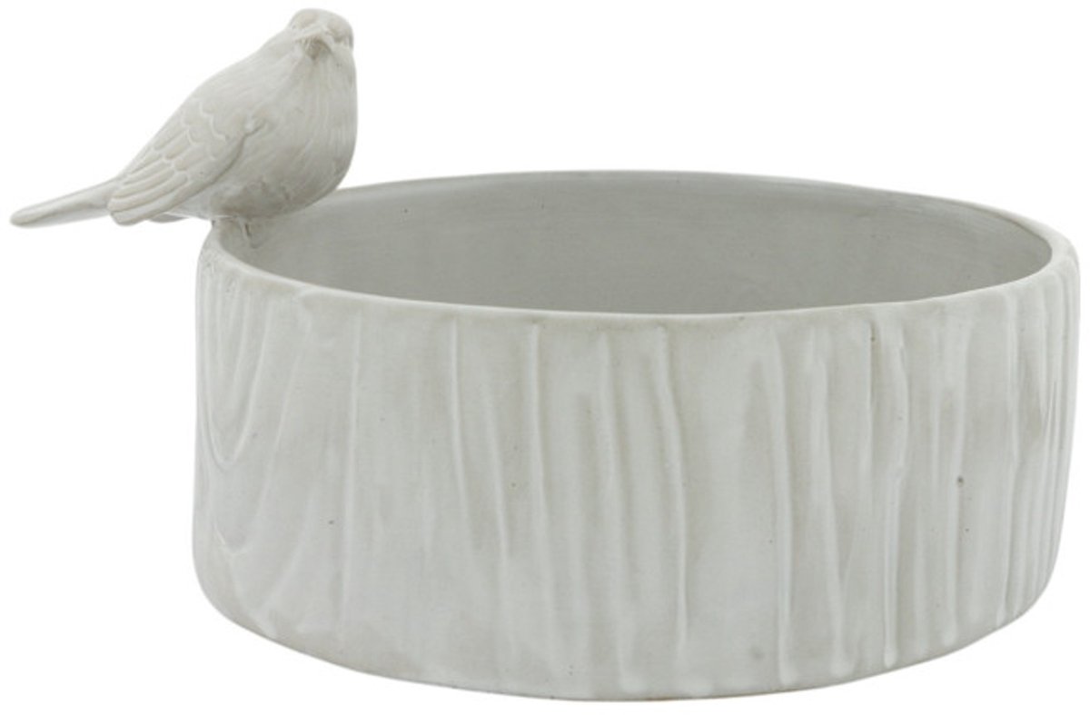 Home Society - Schaal - Decoratieschaal - Bird - Keramiek - Wit - Rond 25cm