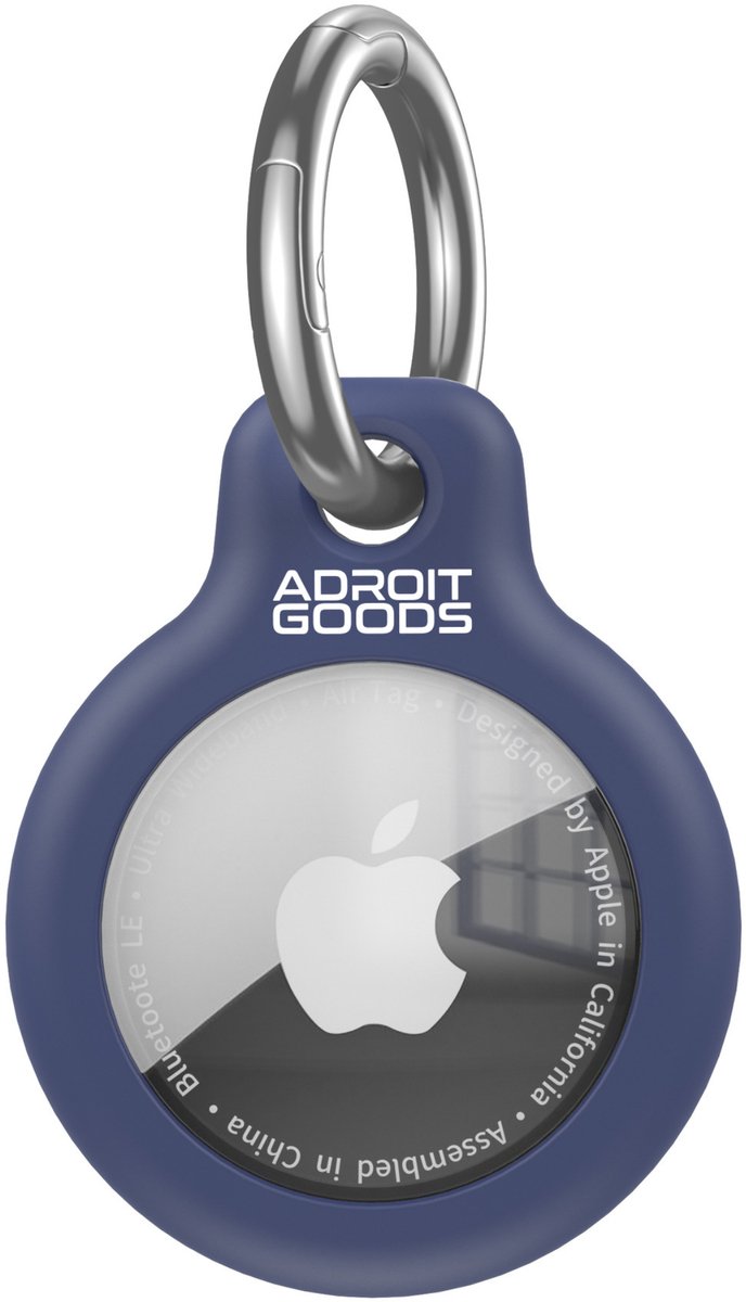 AdroitGoods Ronde TPU Beschermhoes – Geschikt voor Apple AirTag – Spatwaterbestendige Sleutelhanger Case - Blauw