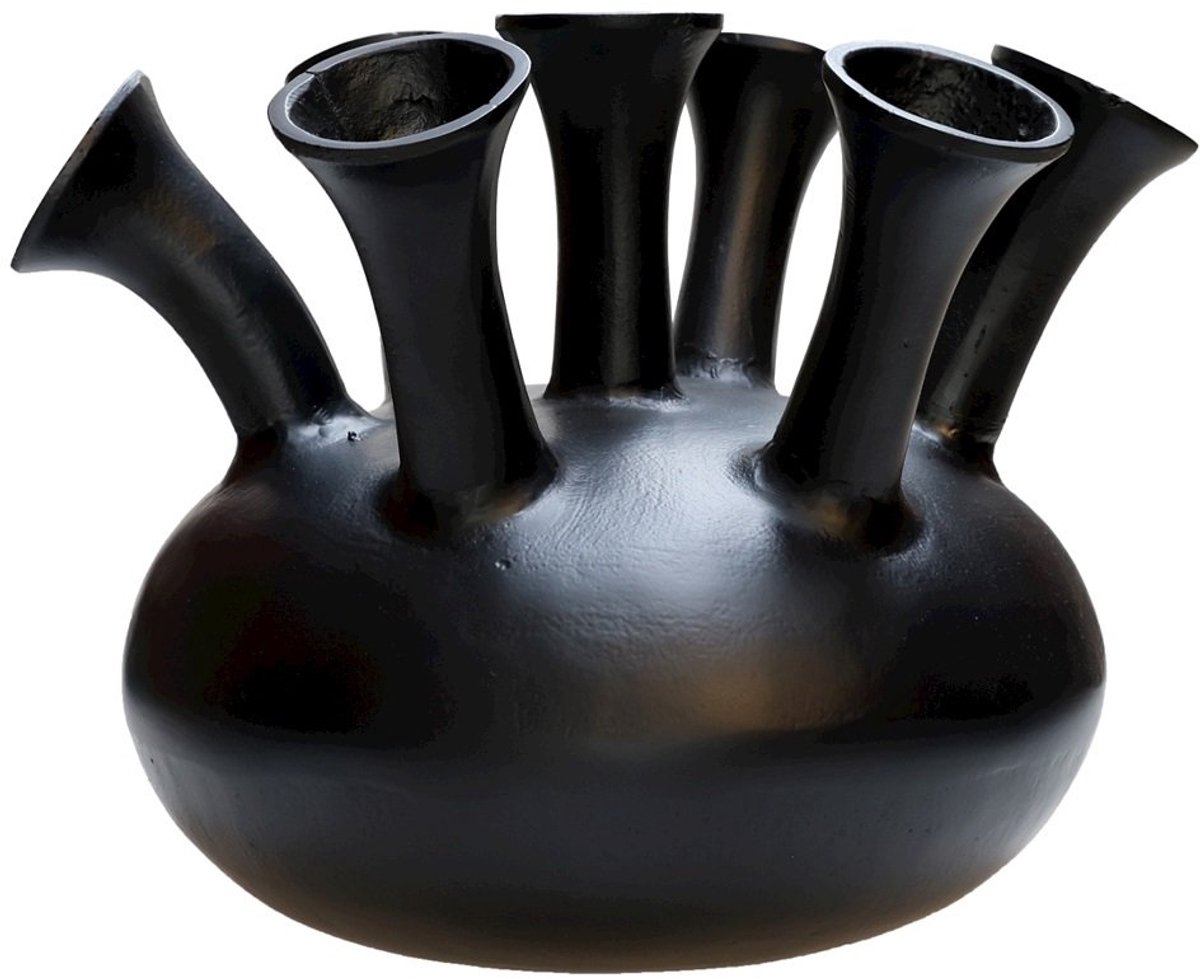 Toetervaas Amsterdam | Zwart | 7 Toeters | Tulpenvaas | Metaal | Ø43 x H33 cm | Vase the world