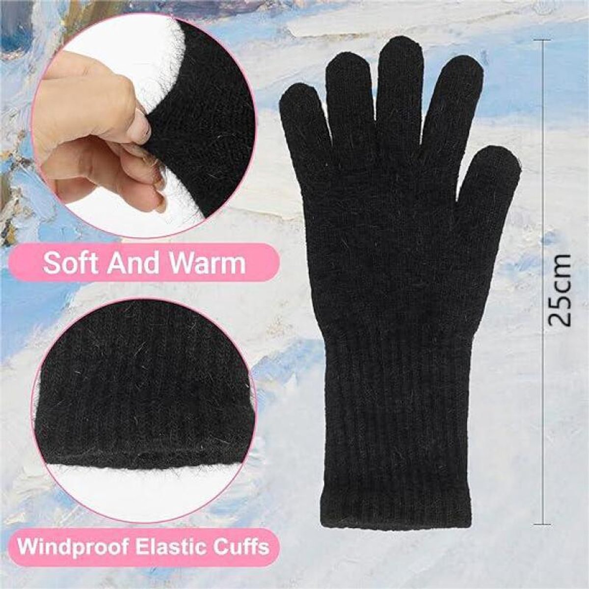 Handschoenen - Verwarmde Handschoenen - Acrylvezel - Touchscreen Handschoenen - Warme Handschoenen - Thermo Handschoenen Winter Outdoor - voor Hardlopen, Fietsen en Buiten - Zwart — cadeau in Sport & Outdoor - foto 2