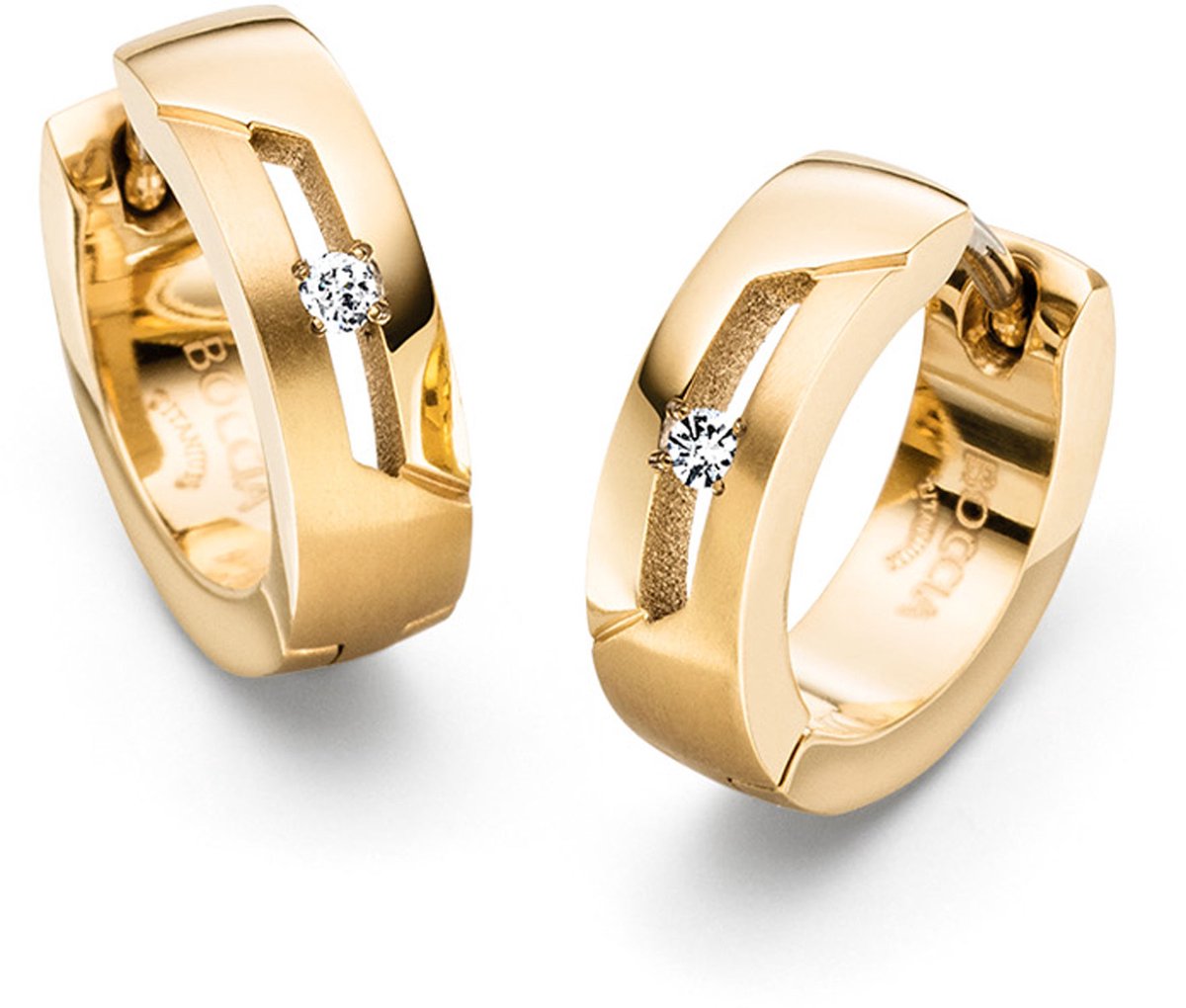 Boccia Titanium 05045-05 Dames Oorbellen - Oorringen - Sieraad - 0,08 crt - Goudkleurig - Diamant - 5 mm breed - 14.5 mm lang