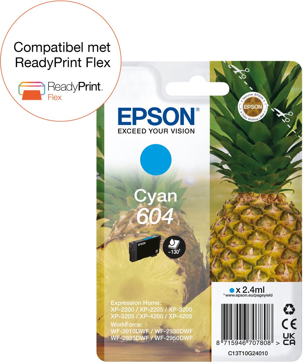 Inktcartridge Epson 604 T10G24 blauw