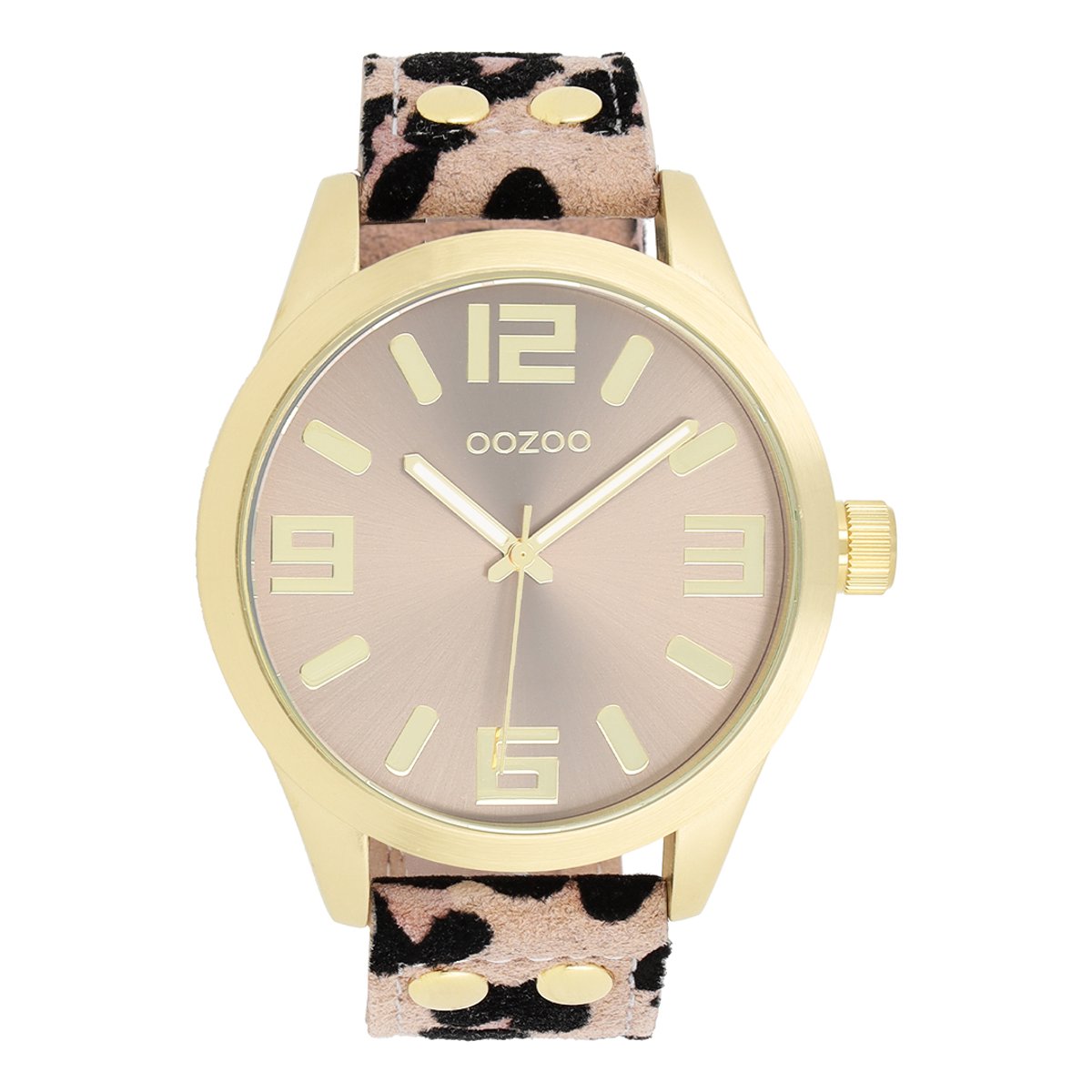 OOZOO Timepieces - Goudkleurige horloge met leren band - C1097