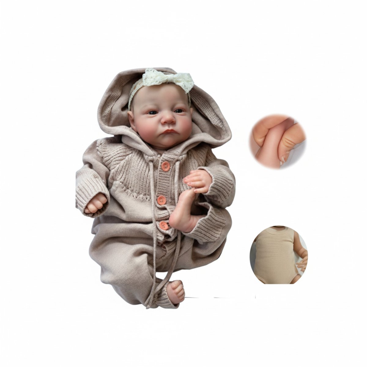19 inch 49cm pasgeboren maat 3D huid reborn babypop
