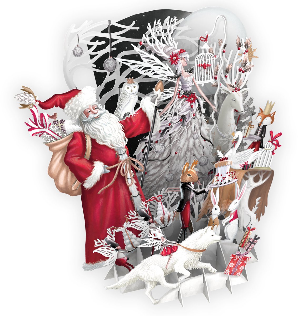 3D-Pop Up Wenskaart White Magic - Laser gesneden kerstkaart